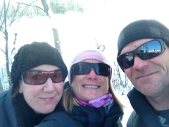 Sara, Rach and Tony out for a walk in the snow!